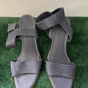 Vince Navy Snakeskin Sandal